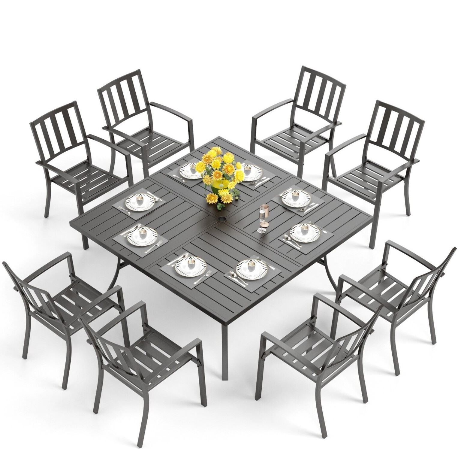 Kids Outdoor Chair And Table - 9 Piece Patio Dining Set Outdoor