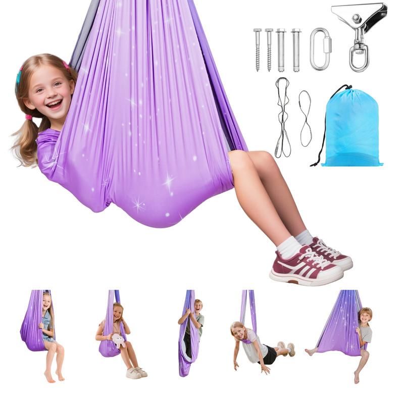 Kids Outdoor Hammock Swing - Sensory Swing, Double-Layer Fabric Sensorys Hammock,