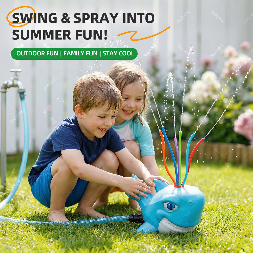Cartoon Shark Sprinkler Outdoo - مراجعة Kids Outdoor Yard Tools وسعره