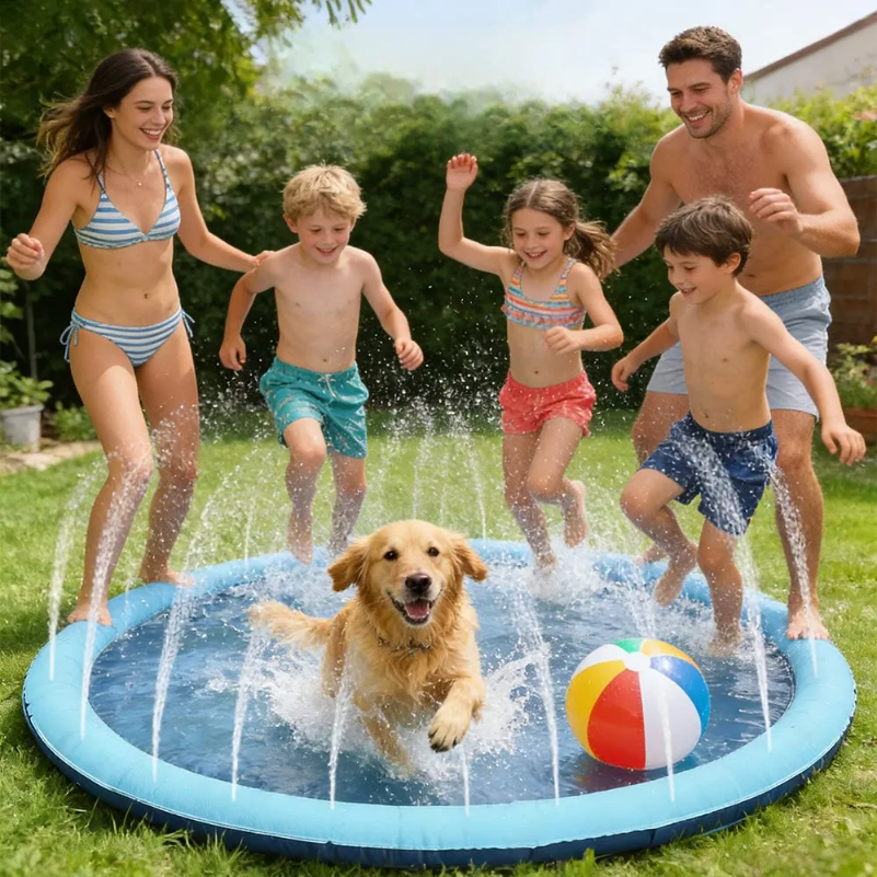 150cm Thickened Anti-Slip Pet  - مراجعة Sprinkler Splash Pad وسعره