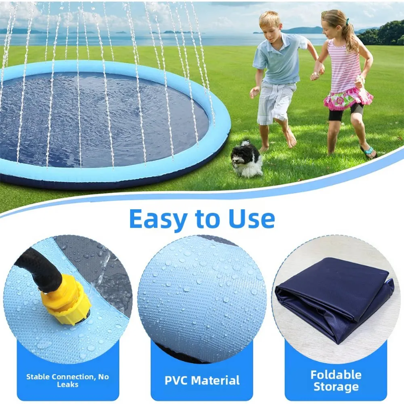150cm Thickened Anti-Slip Pet  - مراجعة Sprinkler Splash Pad وسعره