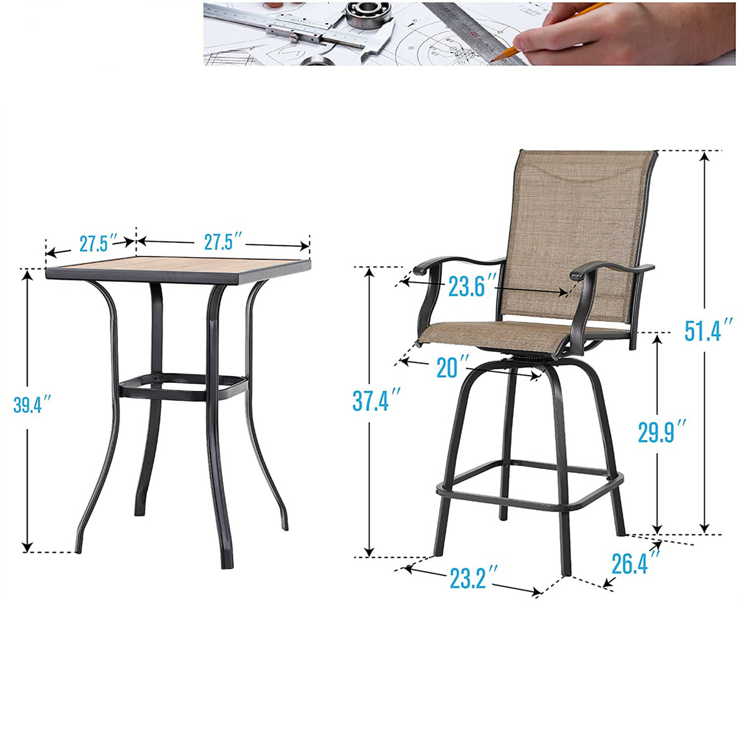 3 Piece Outdoor Patio Bar Tabl - مراجعة Kids Outdoor Chair And Table وسعره