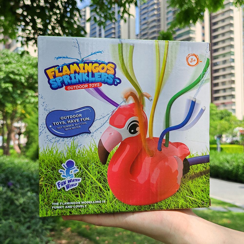Flamingo Cartoon Sprinkler Sum - مراجعة Kids Outdoor Yard Tools وسعره
