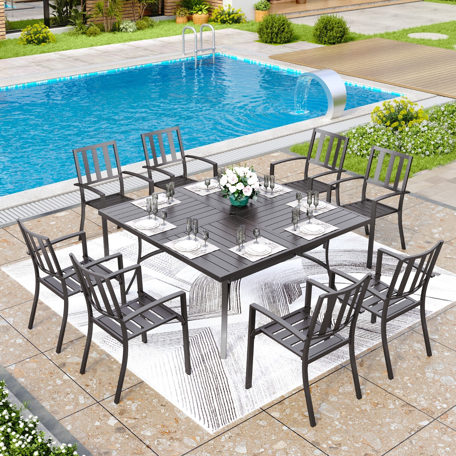 9 Piece Patio Dining Set Outdo - مراجعة Kids Outdoor Chair And Table وسعره