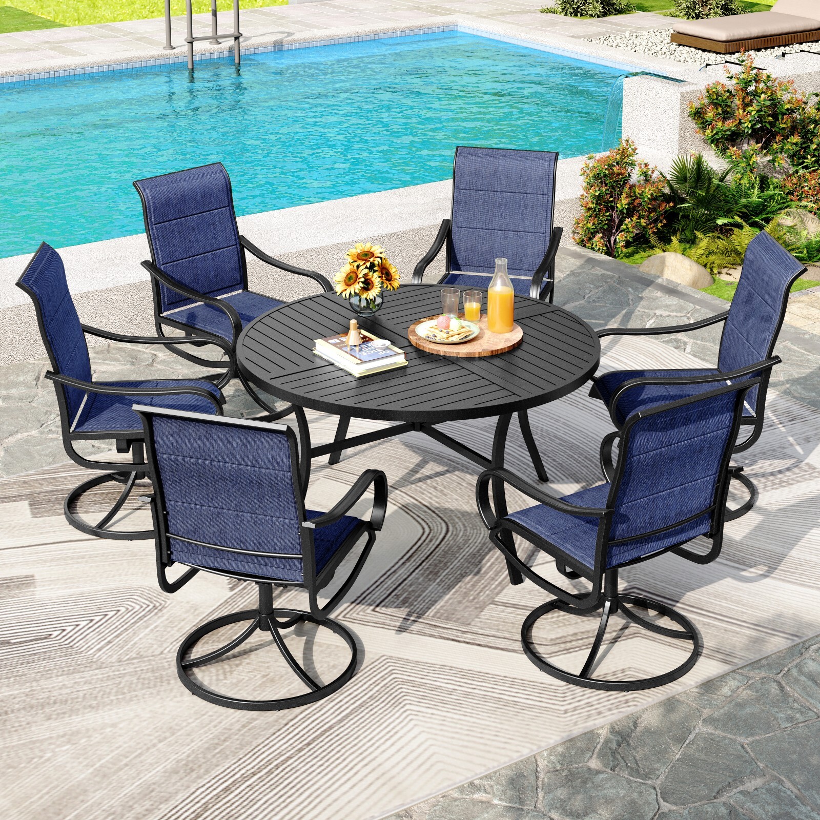 7Piece Patio Dining Set with U - مراجعة Kids Outdoor Chair And Table وسعره