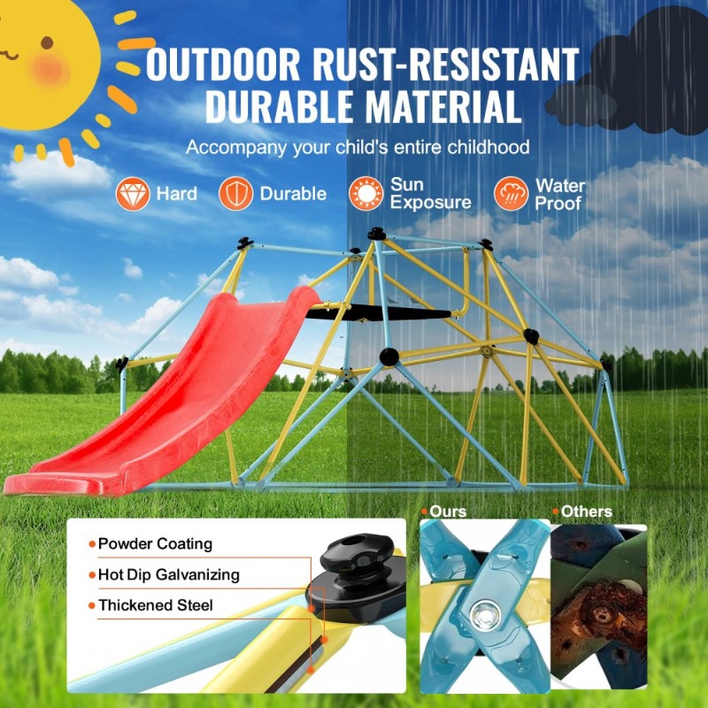 Climbing Dome, for Kids 3 to 9 - مراجعة Kids Outdoor Jungle Gym With Slide وسعره