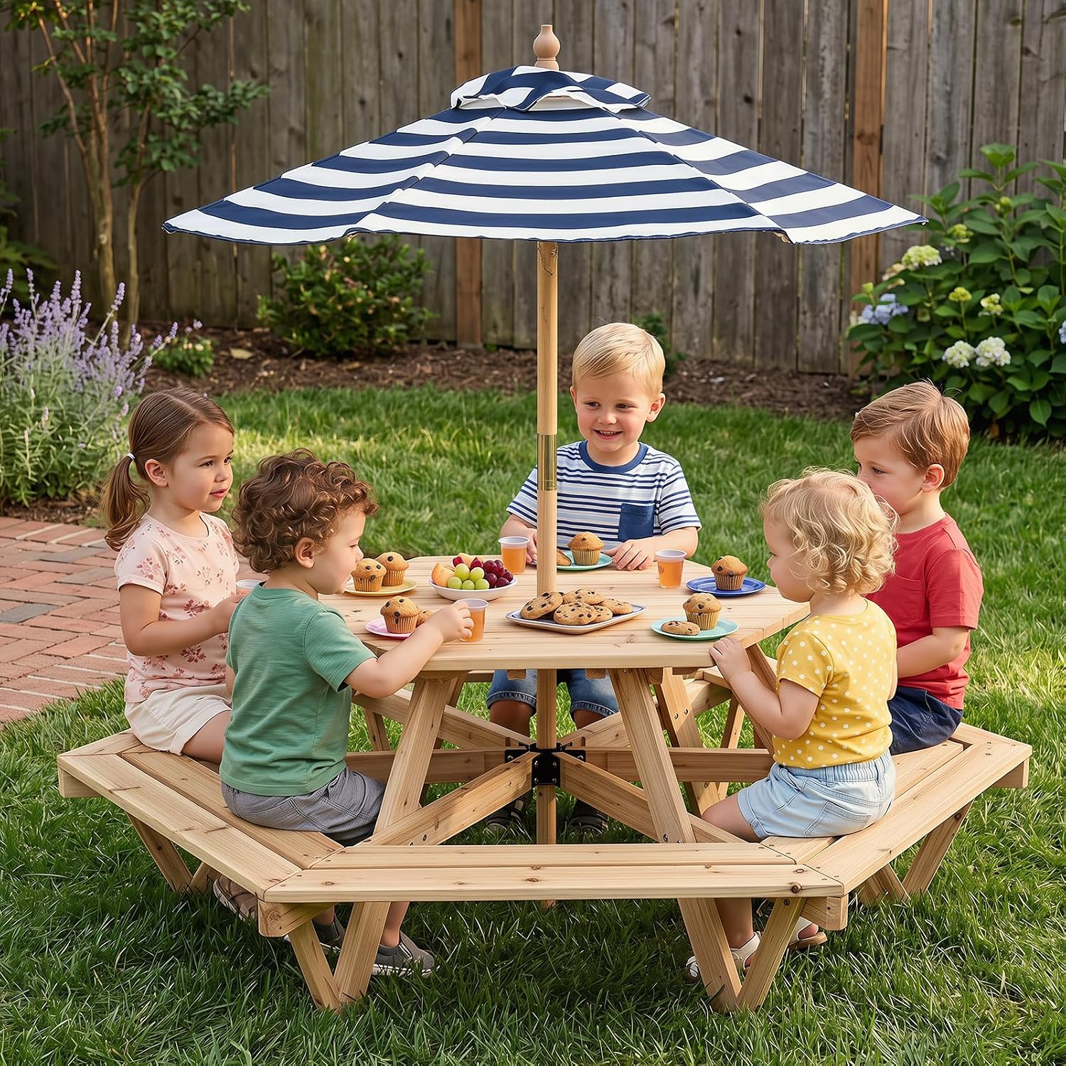 Kids Picnic Table, Hexagonal T - مراجعة Kids Outdoor Chair And Table وسعره