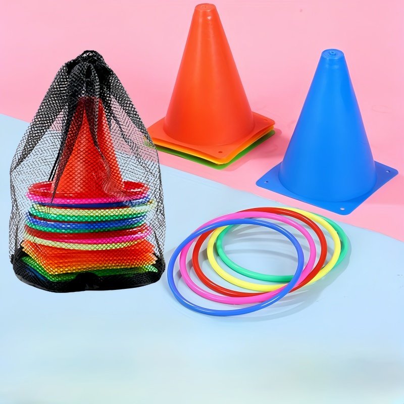 1Set Toss Cones Rings Party Ga - مراجعة Kids Outdoor Yard Tools وسعره