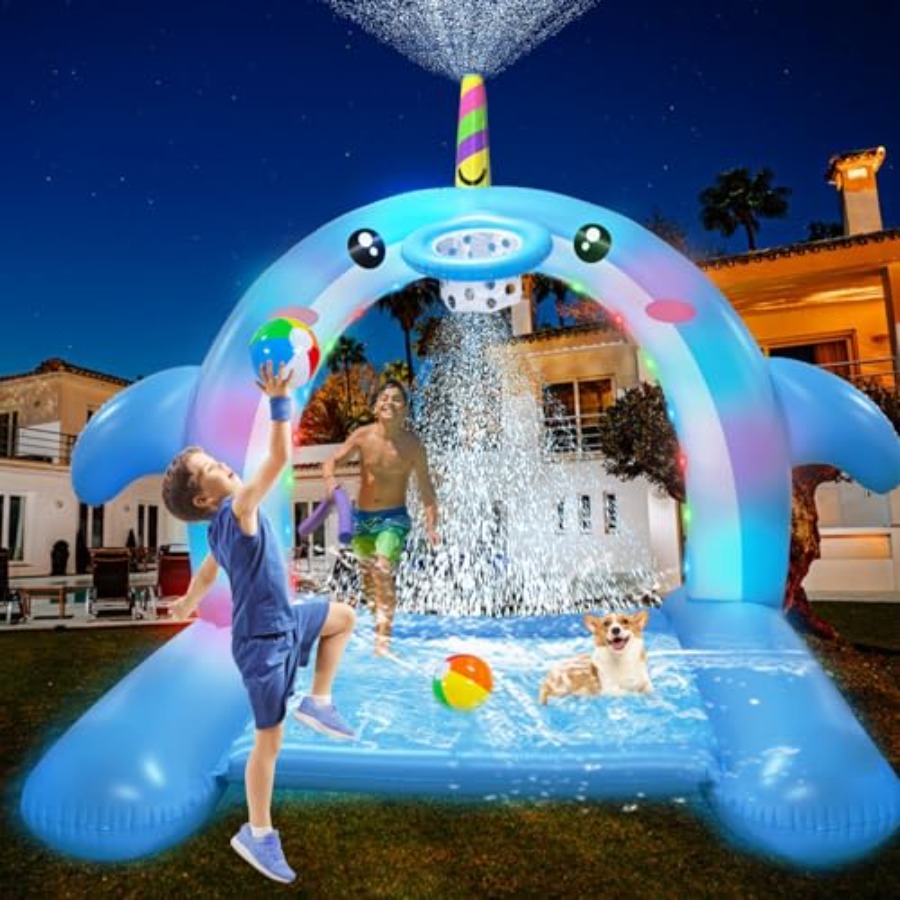 8.7FT Inflatable Whale Sprinkl - مراجعة Sprinkler Splash Pad وسعره