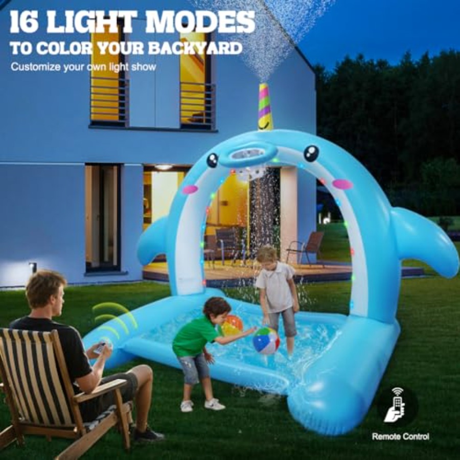 8.7FT Inflatable Whale Sprinkl - مراجعة Sprinkler Splash Pad وسعره
