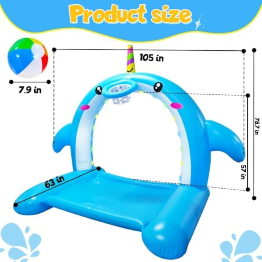 8.7FT Inflatable Whale Sprinkl - مراجعة Sprinkler Splash Pad وسعره