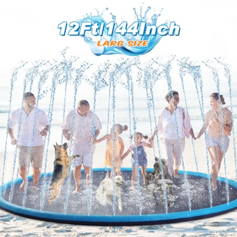 Lewtemi 12 ft Extra Large Non  - مراجعة Sprinkler Splash Pad وسعره