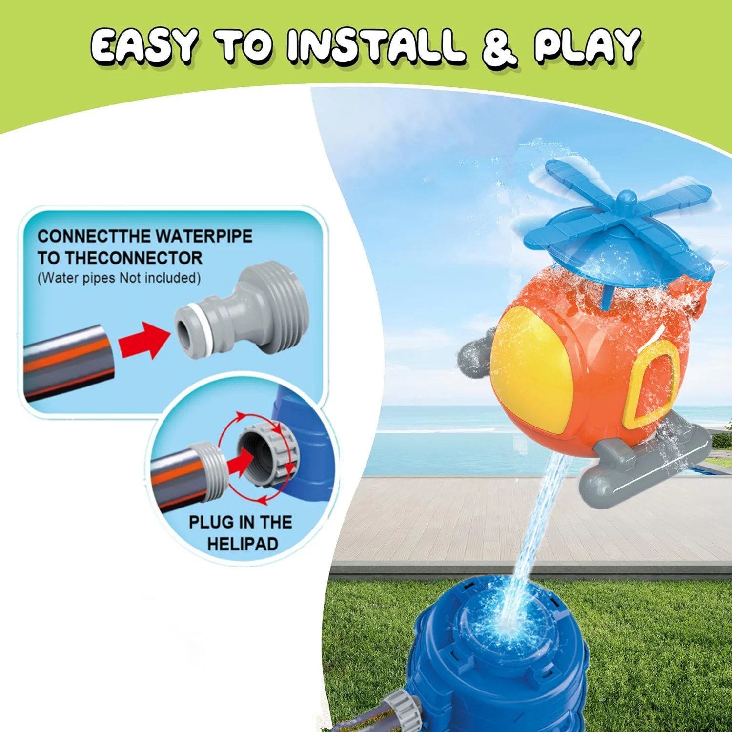 Helicopter Sprinkler Water Toy - مراجعة Kids Outdoor Yard Tools وسعره