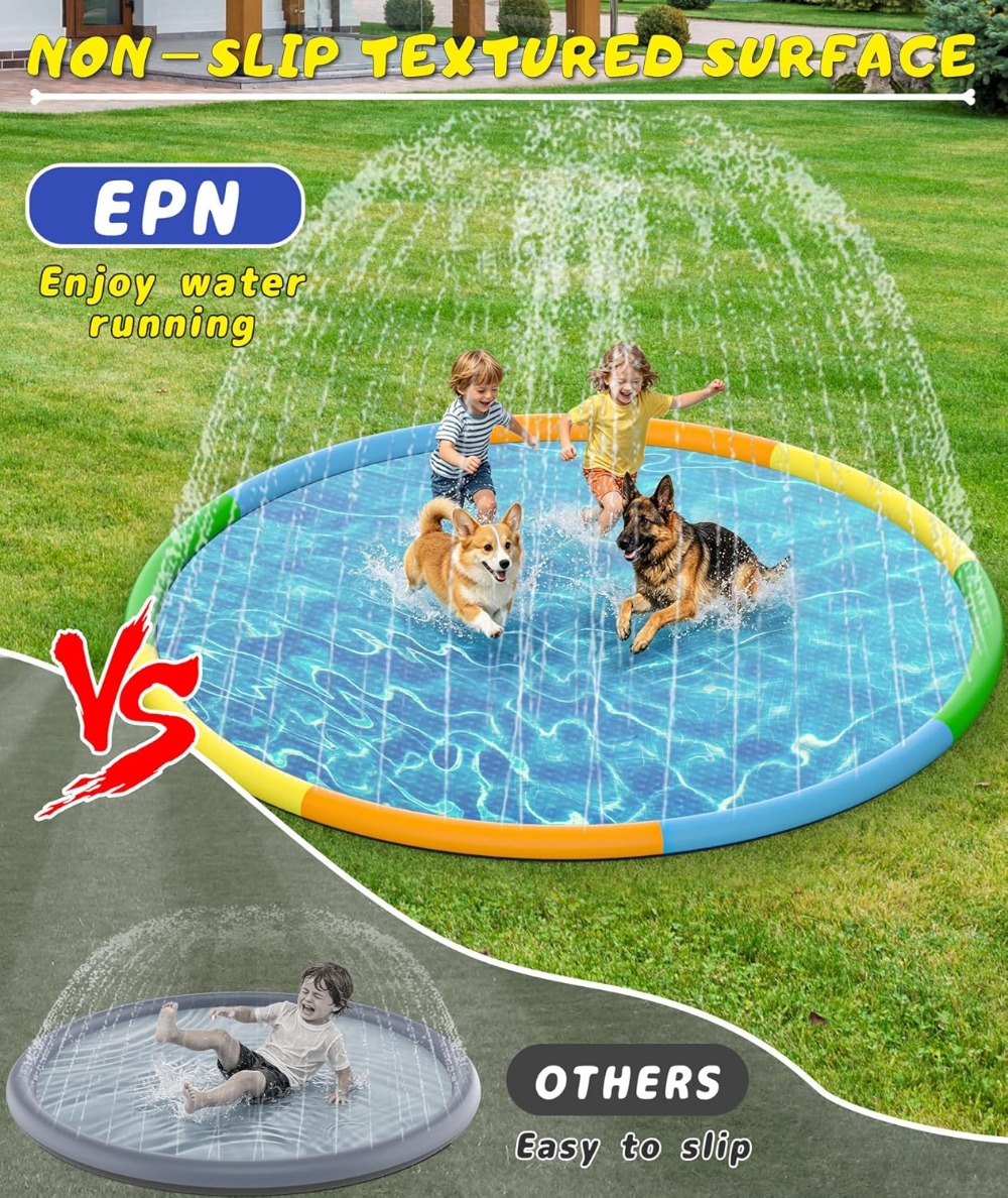 13FT Extra Large Splash Pad, T - مراجعة Sprinkler Splash Pad وسعره