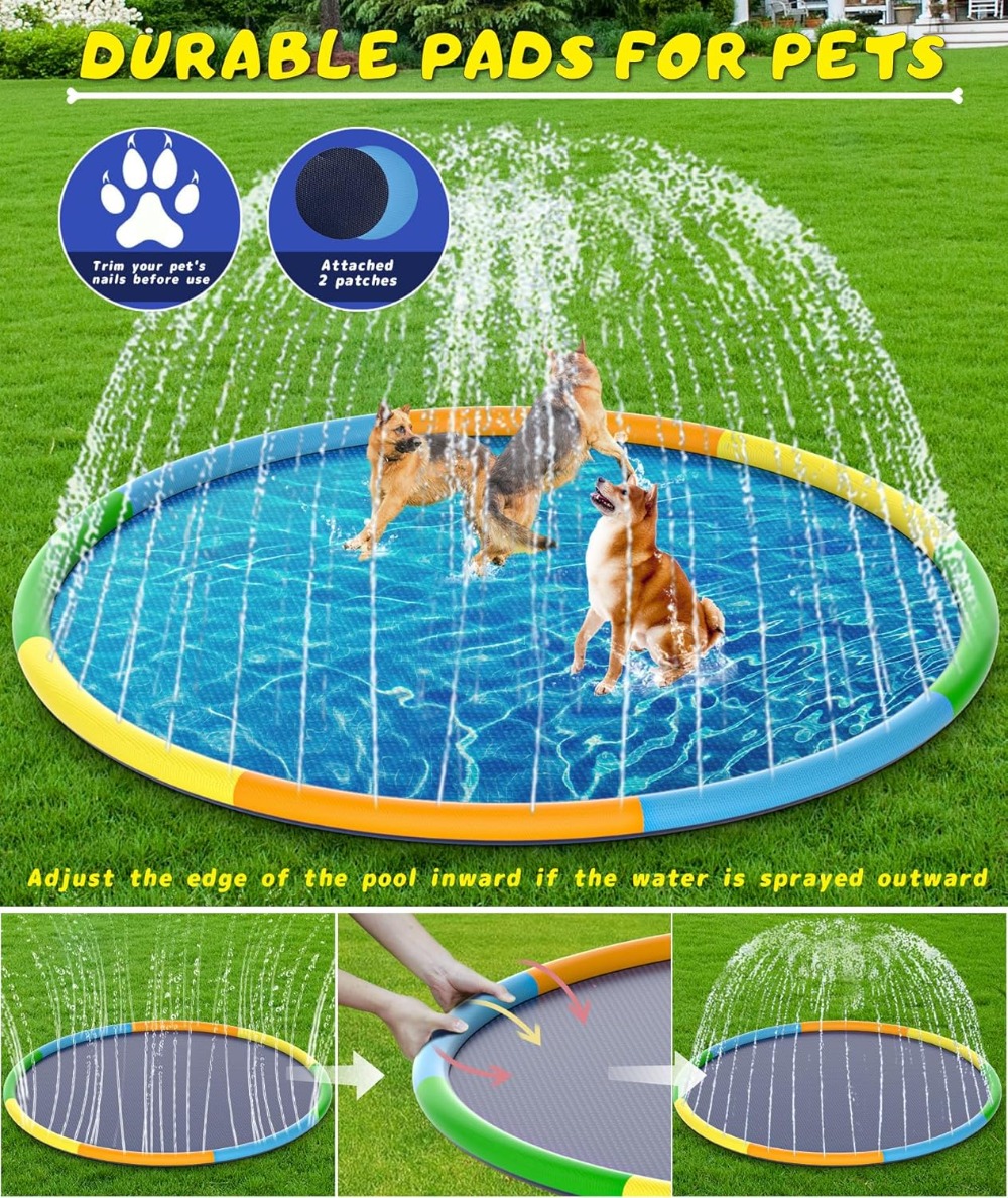 13FT Extra Large Splash Pad, T - مراجعة Sprinkler Splash Pad وسعره